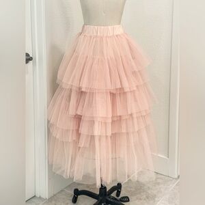 CHICWISH Layered ballet Pink ruffled Tulle maxi Skirt size XS and S